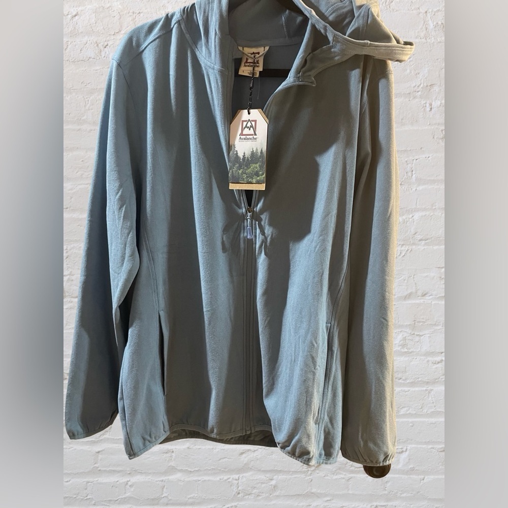Avalanche women’s zip up hoodie, jacket size large color powder, blue NWT